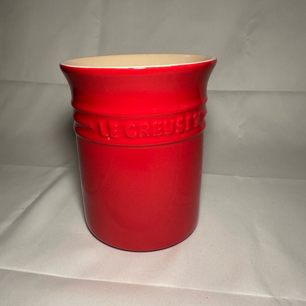 Le Creuset Cerise Red Utensil Crock - 6" Stoneware Holder
